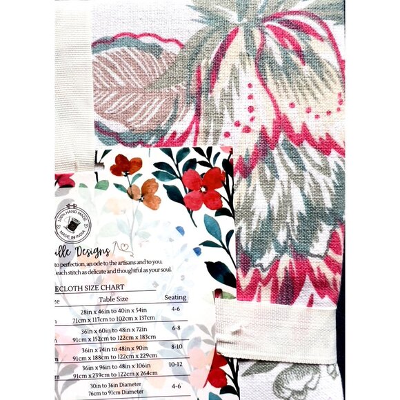 NWT Summer Love Tablecloth Blue Pink 60" x 84" 70% Cotton Mireille Designs - Picture 8 of 10